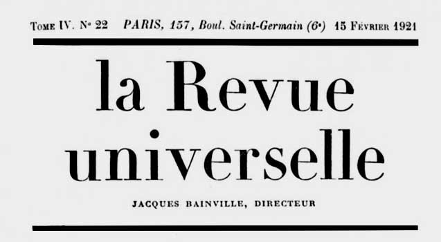 1921.La Revue universelle