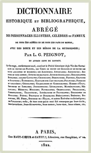 1822 peignot dictionnaire