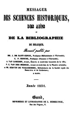Messager des sciences historiques, des arts et de la bibliographie de Belgique