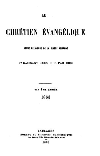 Le Chrétien évangélique - 1863