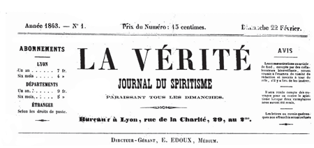 La Vérité, Journal du Spiritisme du 22 février 1863